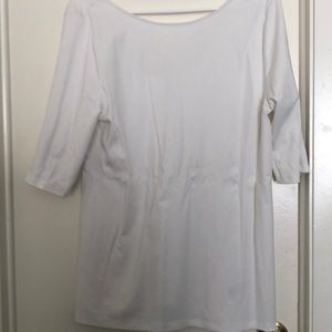 White scoop neck shirt